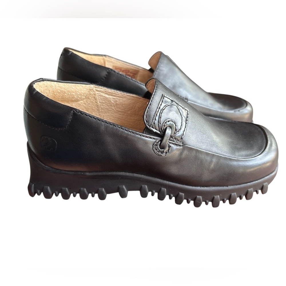 Elephanten Black Leather Lug Sole Loafers, Unisex Size 11.5 (Euro 29)
